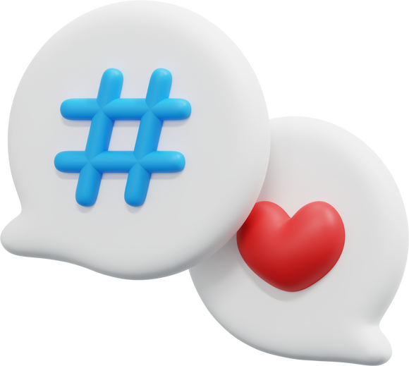 hashtag 3d render icon illustration